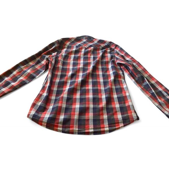 Buffalo Jeans Men’s Shirt L Cotton Red Plaid Long Sleeve Button Up Excellent Con - Picture 2 of 10